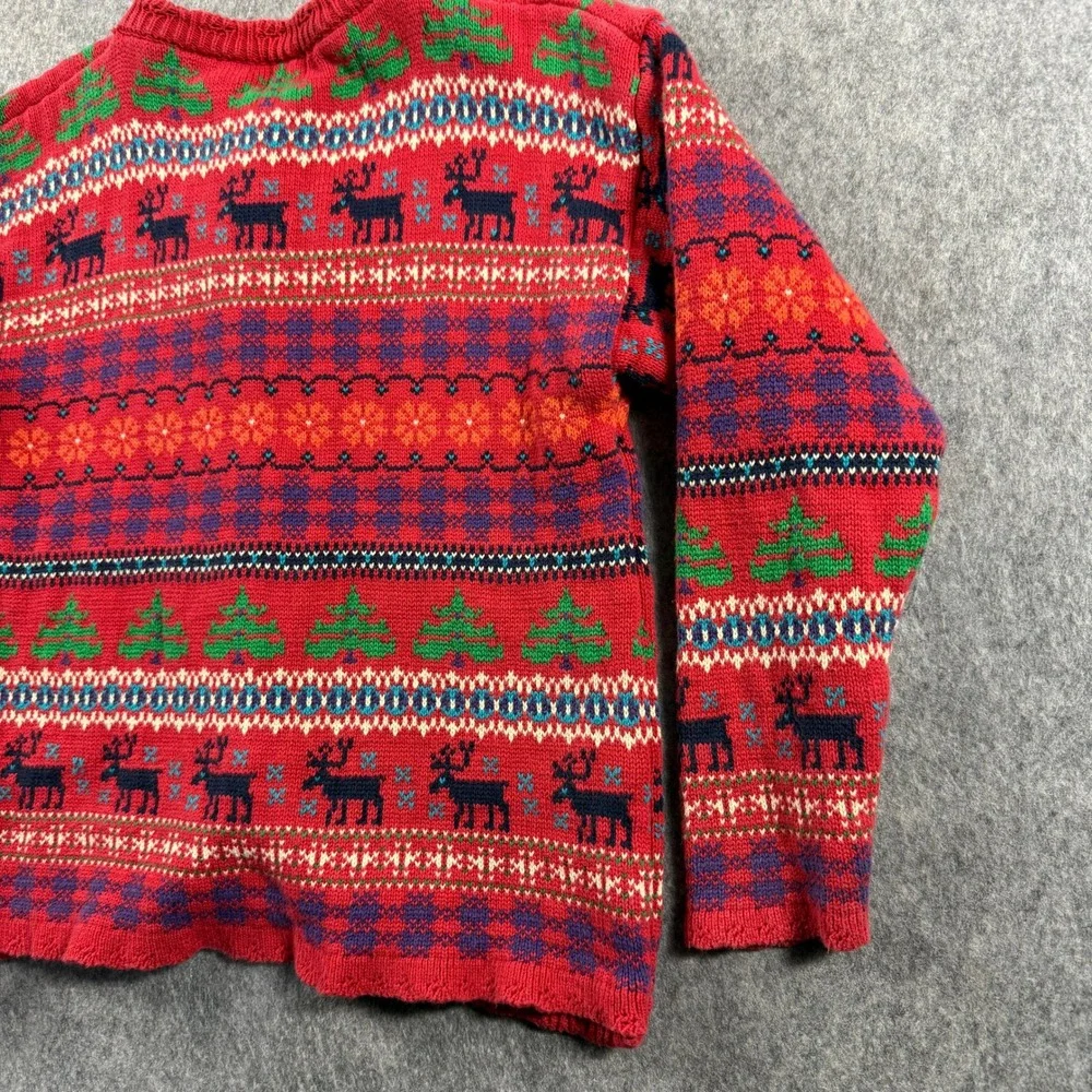 Vintage 90s GAP Kids XL Fair Isle Reindeer Moose Christmas Cardigan Sweater
